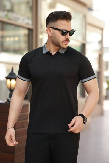 Erkek Yakalı Kagi Kumaş Kısa Kollu T-shirt resmi
